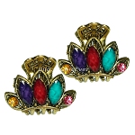 2x Haargreifer Haarklammer Metall Strass Vintage grün rot lila/violett gold 5276